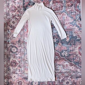 James Perse brand new with tags (NWT) light gray turtleneck midi dress, size 2